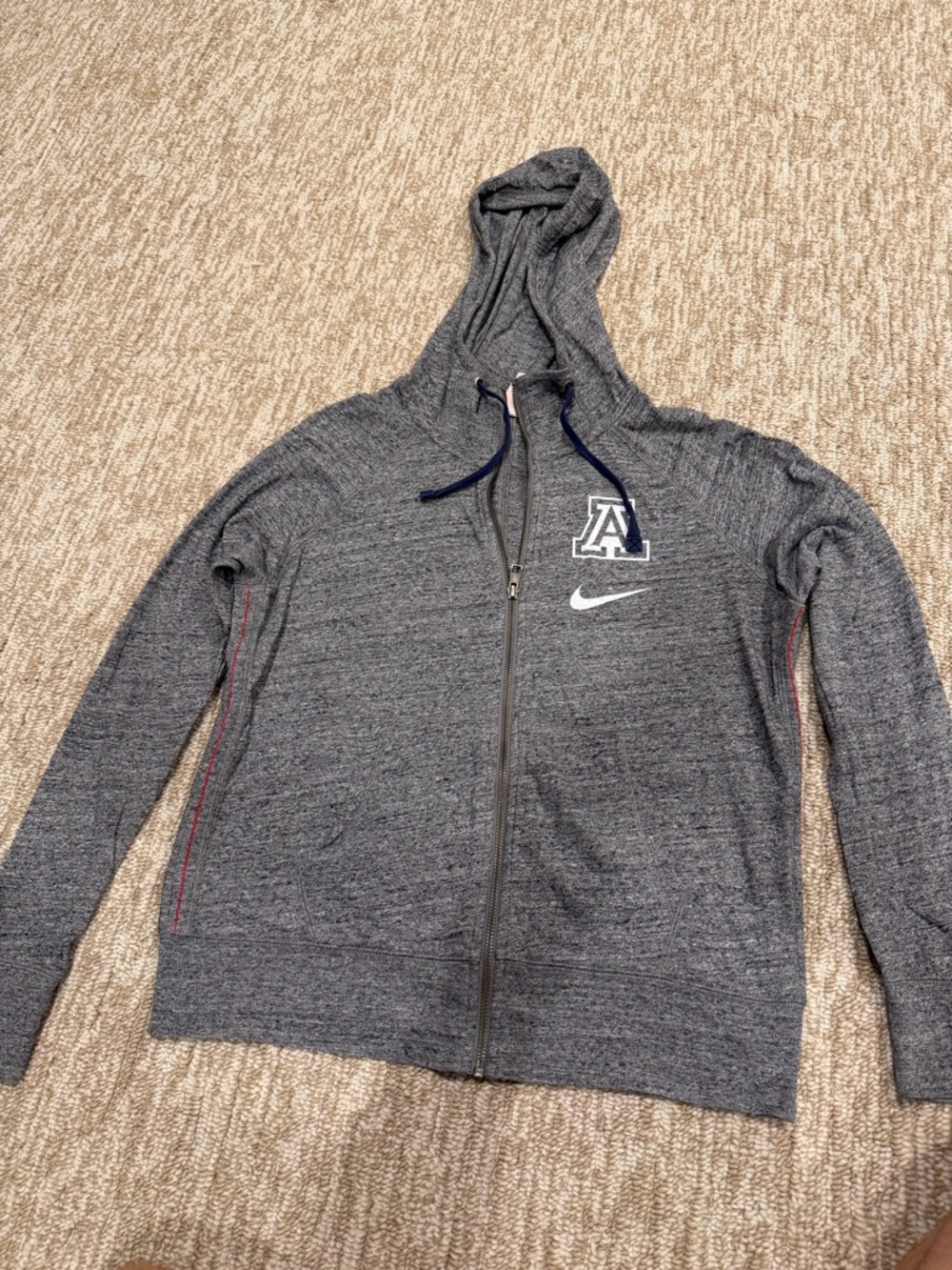 Nike Gray Heather Zip Hoodie with White Care Tag
